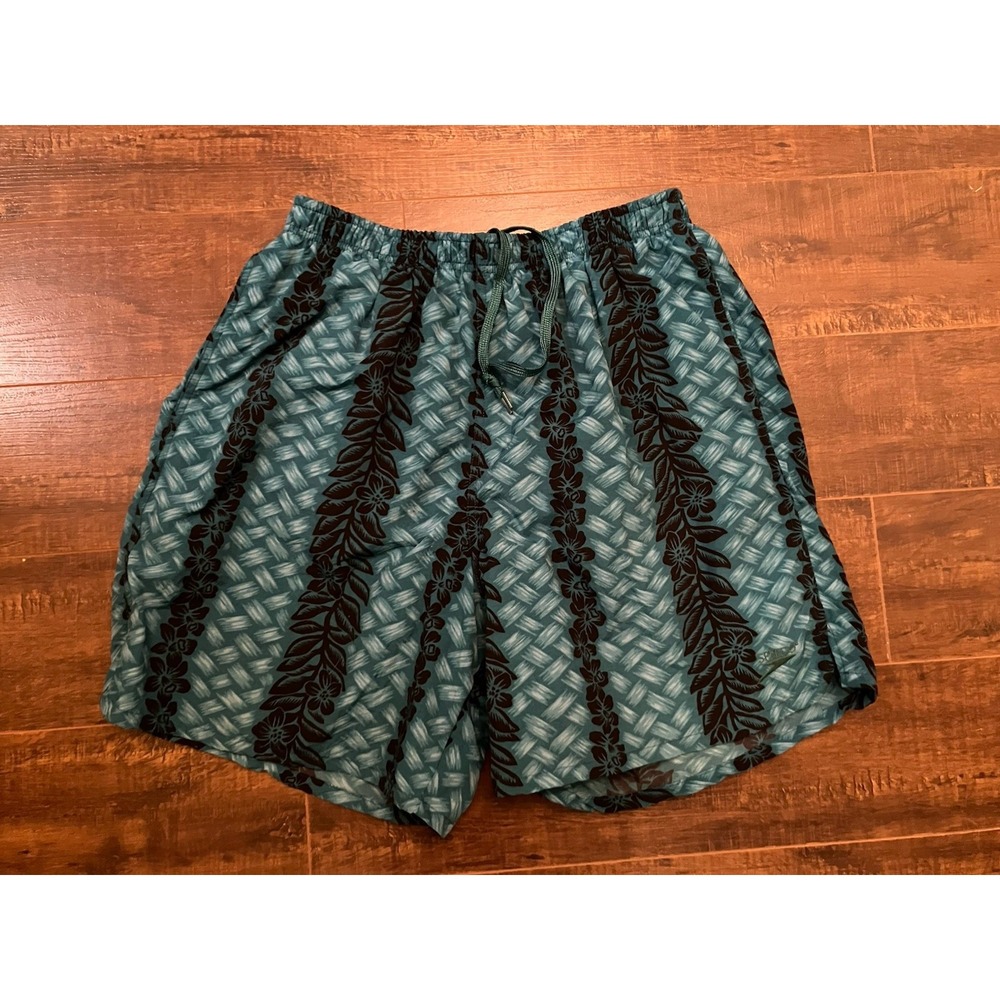Speedo Men's Swim Trunks Board Shorts Blue Green Floral Print Size Large L